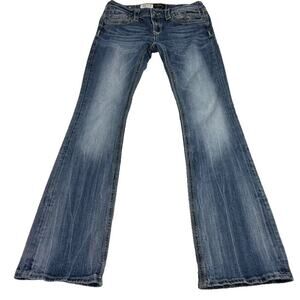 BE ROCK FOR EXPRESS Jeans Women 6R 30X40 Bootcut Blue Denim Cowboy Embroidered